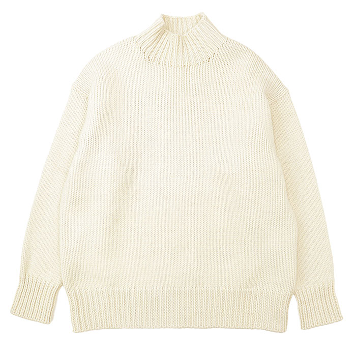 SALE【美品】JIL SANDER ジルサンダー ニット ハイネック ローゲージ ウール × モヘア オーバーサイズ プルオーバー ロングスリーブ 長袖 トップス メンズ サイズ 48 アイボリー イタリア製【中古】