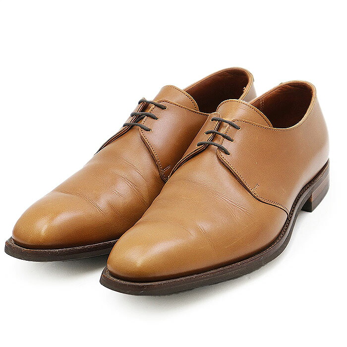 SALE【美品】CROCKETT&JONES クロケットアンドジョーンズ ダービーシューズ 外羽根 ダイナイトソール プレーントゥ レースアップ 靴 メンズ サイズ 8 1/2 E ライトブラウン 茶色 イギリス製 9509-61【中古】｜オパール店