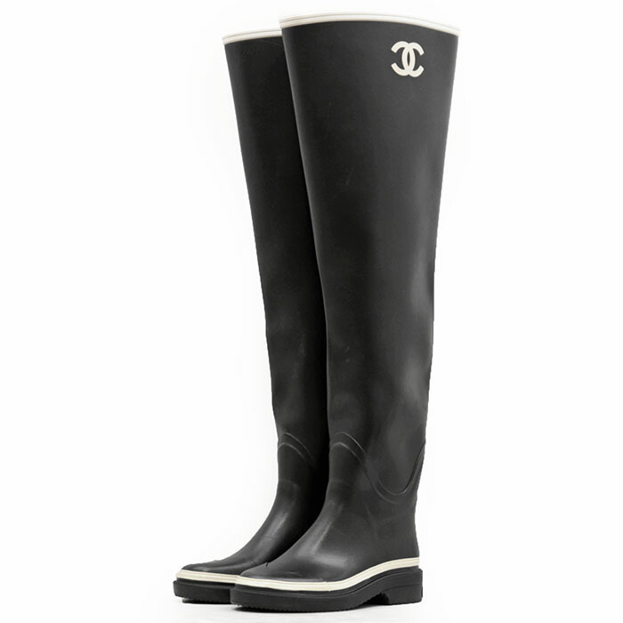 楽天市場】【靴】CHANEL シャネル カメリア レインブーツ 長靴 ラバー