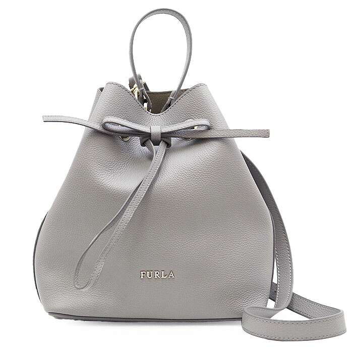 SALE【未使用】Furla フルラ コスタンザ ハンドバッグ ショルダーバッグ 2WAY レザー 巾着 鞄 小物 ショルダーストラップ・タグ付属 レディース グレー 灰色 BLE3CSZ VT0000【中古】｜オパール店