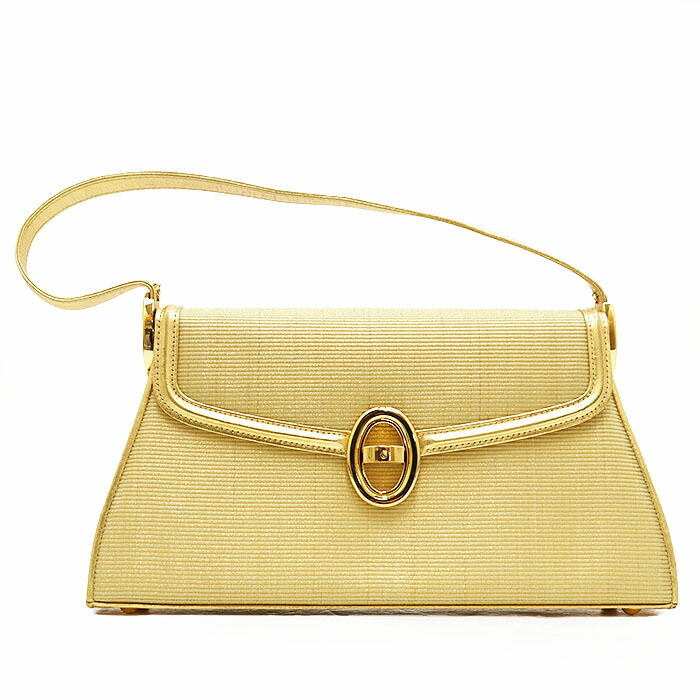 【SALE】COMTESSE コンテス ハンドバッグ ホースヘア × レザー メタリック 鞄 小物 レディース ゴールド 金色 ドイツ製【中古】