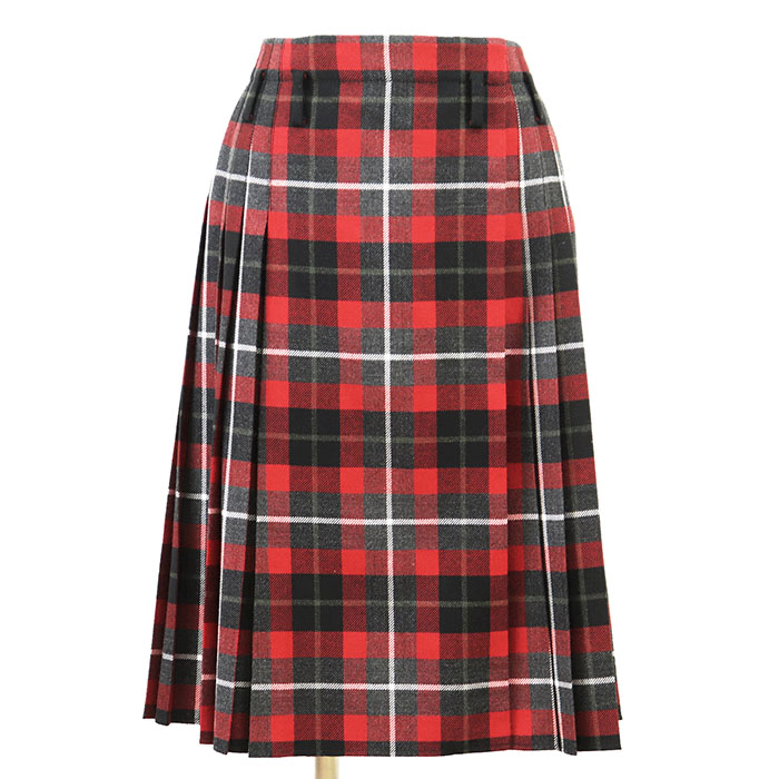 Christian Dior クリスチャン・ディオール ラップスカート サイズ F36/IT40 レディース ロゴ ボタン プリーツ ウールツイル タータンチェック ボトムス ハンガー・ガーメント付属 レッド 赤 イタリア製【中古】