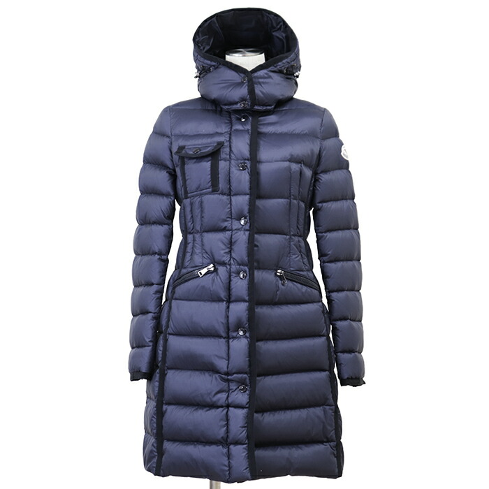 【極美品】MONCLER モンク線路 落ちこむ厚地の外套 大きさ 0 レディース HERMINE エルミンヌ ロゴタイプ 名取り草 継ぎ切れ 喜歌劇付け札 ナイロン100% 落ちこむ上衣 アウター 米国海軍 紺 ルーマニア製【中古】