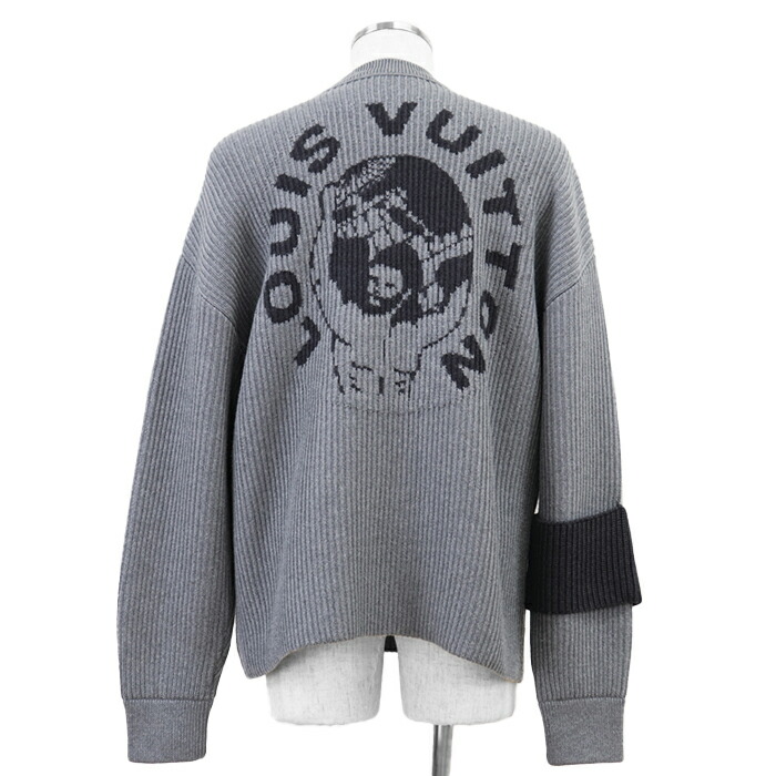 【美品】LOUIS VUITTON ルイ・ヴィトン ニット サイズ M メンズ ワールドロゴジャガード バックロゴ ミドルゲージ RM192 OZJ HNH89W クルーネック ウール100％ トップス グレー 灰色【中古】 47,520円