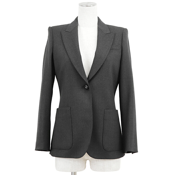 SALE【新品同様】GUCCI グッチ テーラードジャケット サイズ 38 レディース 2015年モデル ポリエステル × ウール ストレッチギャバジン 1B 本切羽 サイドベンツ アウター チャコール イタリア製【中古】 32,175円