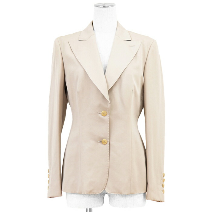 【SALE】GUCCI グッチ ジャケット テーラード サイズ 40 レディース トロピカル 2B ピークドラペル 総裏仕立て フルライニング ウール100％ アウター ベージュ イタリア製【中古】 15,246円