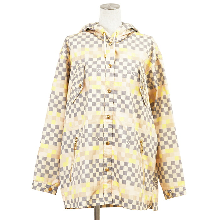 【新品同様】LOUIS VUITTON ルイ・ヴィトン ジャケット サイズ 36 レディース 2022AW ダミエ LV ロゴ 総柄 パーカー ナイロンツイル アウター ライトピンク 桃色 イタリア製【中古】 114,950円