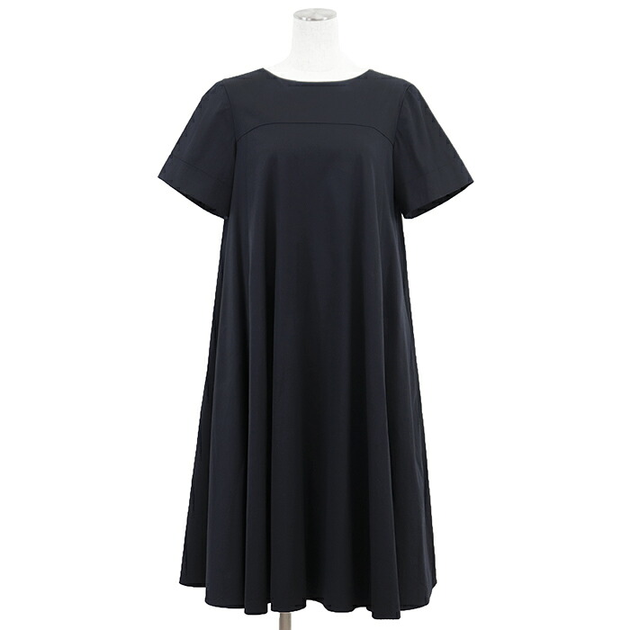 【SALE】FOXEY BOUTIQUE フォクシー ブティック マルセイユドレス サイズ 40 レディース コットン × ナイロン ストレッチ Aライン フレアシルエット ワンピース ネイビー 紺 日本製 42979【中古】