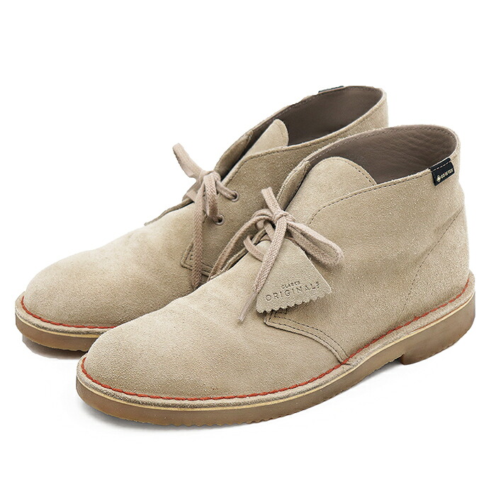SALE【極美品】Clarks ORIGINALs クラークス オリジナルズ デザートブーツ サイズ EU 42.5・UK 8.5G メンズ ロゴ デボス GORE-TEX ゴアテックス スウェード クレープソール チャッカ シューズ 靴 箱付属 サンドベージュ ベトナム製【中古】｜オパール店