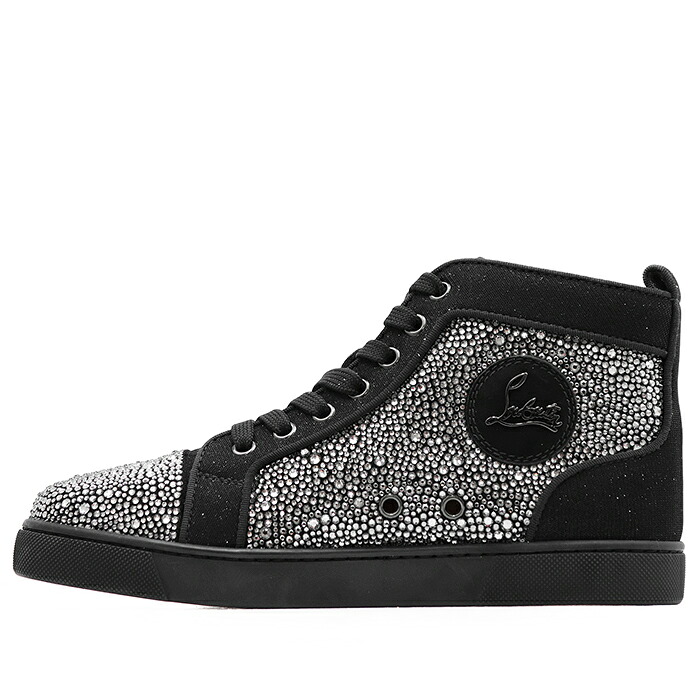 【新品負けず劣らず】Christian Louboutin クリスチャンルブタン スニーカー Louis Strass 大いさ 37 レディース 金属元素ロゴタイプ なめし革継ぎ切れ 同盟罷工ラス 水晶 伝達ルート石ころ ご機嫌とり捨てる シューズ 靴 黒いこと しろがね色 黒 しろがね色 イタリア共和国製【中古】 レディース靴-スニーカー