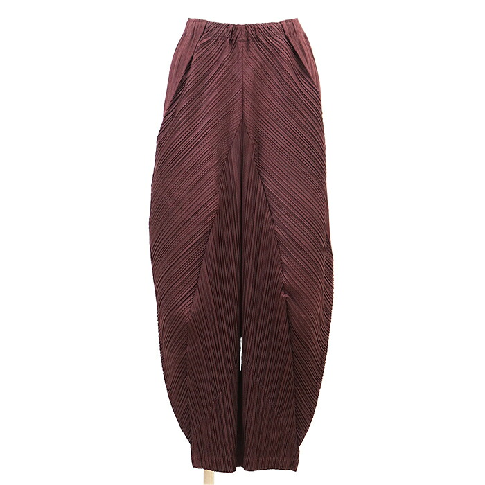 SALE【極美品】PLEATS PLEASE プリーツプリーズ パンツ プリーツ サイズ 3 レディース サルエルシルエット サーカス バルーン ワイド ボトムス バーガンディ 赤 日本製【中古】 23,925円