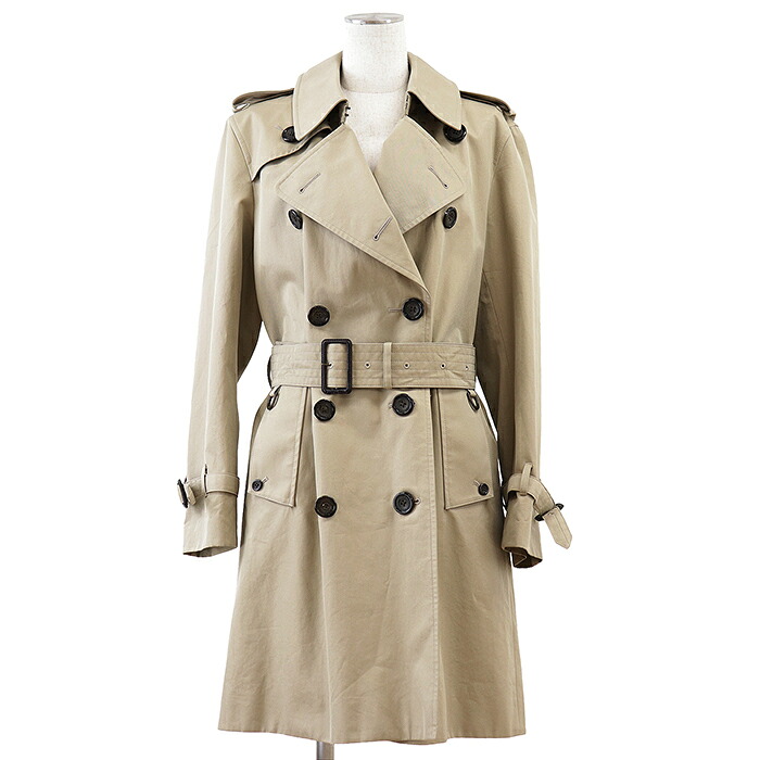 SALE【美品】Aquascutum アクアスキュータム トレンチコート サイズ 34 レディース ロゴ チェック フルライニング 総裏仕立て ベルテッド コットン アウター ベルト付属 ベージュ 日本製【中古】