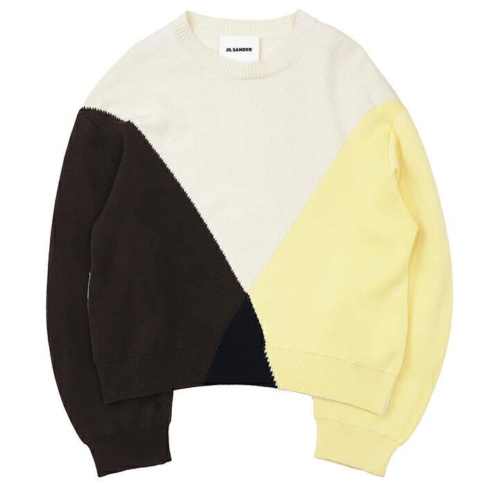 【SALE】JIL SANDER ジルサンダー 編み物 大きさ 50 メンズ パッチワーク 綿織物 × 毛糸 × ナイロン 労働者の一団のど頚 ロング衣手 丸首 長袖 トップス マルチ色合い イタリア共和国製【中古】