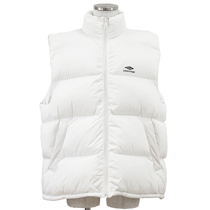 【新品同様】BALENCIAGA バレンシアガ ダウンベスト サイズ 44 メンズ 2023年製 スキーウェア ナイロン100% ダウンジャケット アウター タグ/ハンガー付属 ホワイト 白 イタリア製【中古】