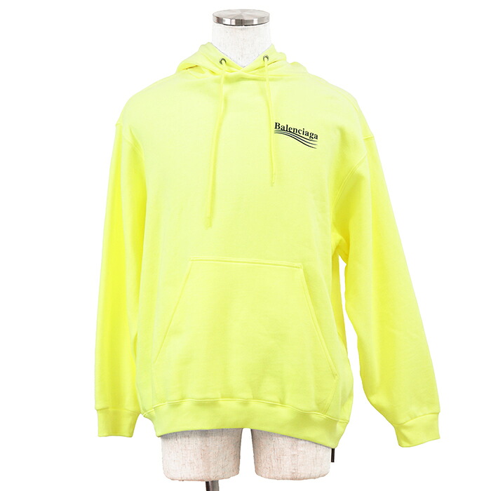 【美品】BALENCIAGA バレンシアガ 流汗 大いさ XS メンズ 2020年製 パーカー フーディー ロゴタイプ 刷り上げる 綿織物100% トップス 付け札属する ともし火黄み 黄 ポルトガル共和国製【中古】 スウェット・トレーナー-メンズファッション-トップス