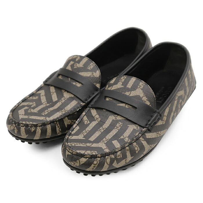 SALE【美品】GUCCI グッチ ドライビングシューズ 大きさ 7.5 メンズ 名書き ロゴタイプ GGスプリーム カレイド ペニーローファー スリッポン シューズ 革靴 箱・袋嘱する 黒いこと ベージュ 黒 イタリア共和国製【中古】