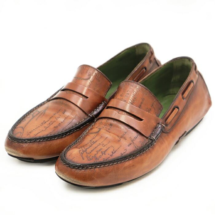 Berluti ベルルッティ ブーツ 大きさ 6 1/2 メンズ カリグラフィ ドライビングシューズ なめし革 ヴィンテージライク 置き目毛革 シューズ 靴 シュー天然木・袋嘱する 赤銅色 赤銅色【中古】
