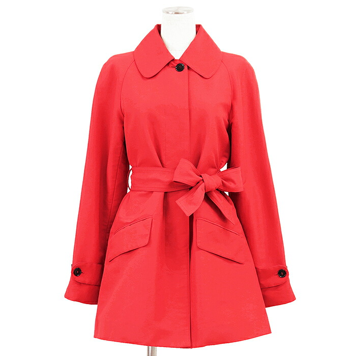 【SALE】DOLCE&GABBANA ドルチェアンドガッバーナ コート バルマカーン ベルテッドステンカラー サイズ 38 レディース コットン/ナイロンギャバジン フライフロント 比翼仕立て ドットライニング 背抜き アウター レッド 赤 イタリア製【中古】