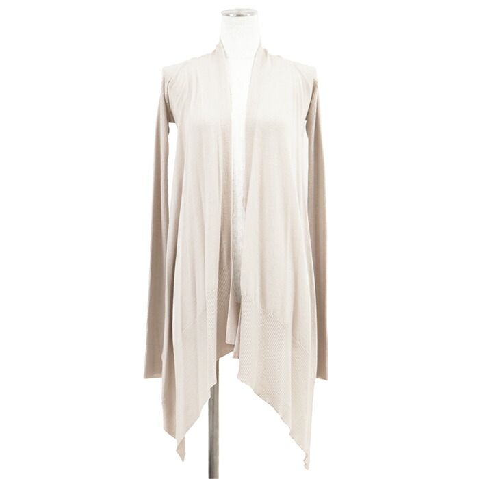 SALE【美品】Rick Owens リックオウエンス ジレー 編み物 大いさ M レディース ロゴタイプ 御機嫌ゲージ 公々然たる向こう正面 ロング衣袂 長袖 羊毛100% トップス ともし火ベージュ イタリア共和国製【中古】