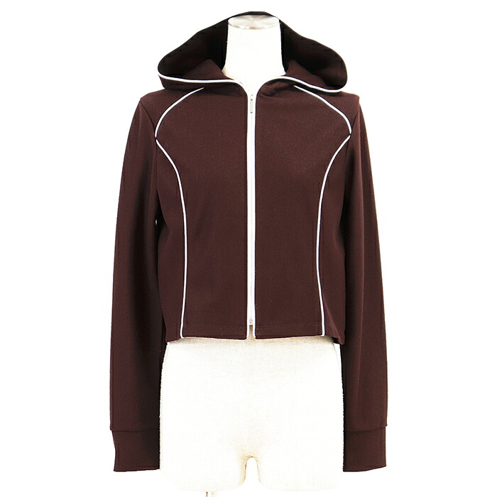 SALE【新品同様】FOXEY NEW YORK SPORTS フォクシー ニューヨーク クロップドパーカー サイズ 40 レディース シグネチャー ロゴ刺繍 ジップアップ 短丈 フーディー ロングスリーブ 長袖 トップス ブラウン 茶色 日本製 40711-LAJFZ601T【中古】｜オパール店