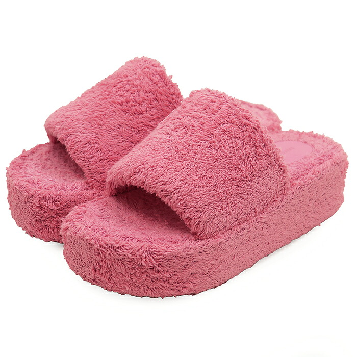 SALE【美品】BALENCIAGA バレンシアガ サンダル サイズ 36 レディース RISE SLIDE パイル テリータオル チャンキーヒール 厚底 シューズ 靴 箱・袋付属 ピンク 桃色 イタリア製【中古】