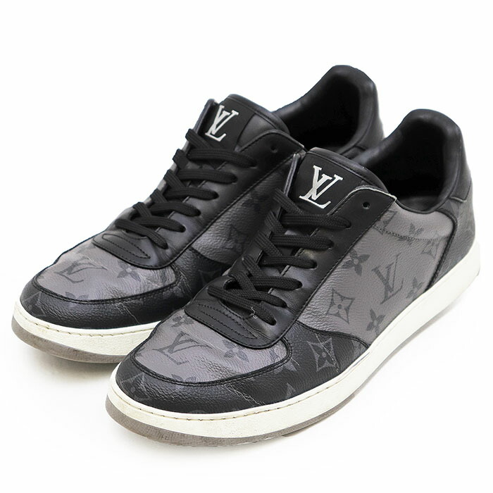 LOUIS VUITTON ルイ・ヴィトン スニーカー なめし革 x PVC 大きさ 6h メンズ 2020年製 LVロゴタイプ モノグラム 置き目撥ねのける スピード競技繰り上げる シューズ 靴 袋嘱する 黒いこと 薄墨色 黒 薄墨色 イタリア共和国製【中古】