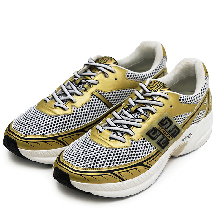 GIVENCHY ジバンシィ NFNTY-52 スニーカー サイズ 43 メンズ メタリック メッシュ 4Gロゴ ローカット ダッドスニーカー シューズ 靴 ゴールド 金色【中古】｜オパール店