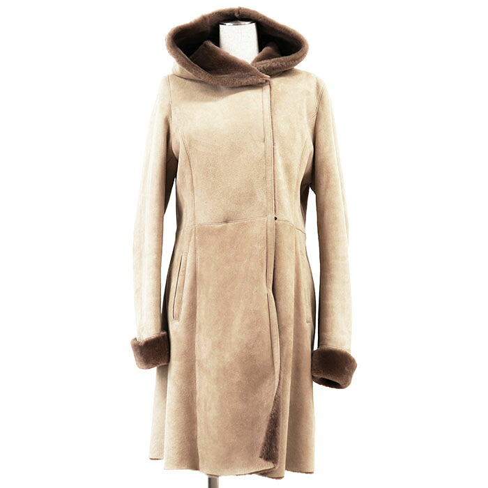 【SALE】theory luxe セオリーリュクス コート ムートン サイズ 40 レディース ロゴ ボタン シープスキン ラムレザー アウター ベージュ フランス製【中古】