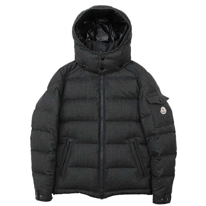 【美品】MONCLER モンクレール モンジュネーブル ダウンジャケット サイズ 0 メンズ ロゴワッペン フーデッドダウン フード取り外し可能 アウター グレー 灰色 ルーマニア製【中古】