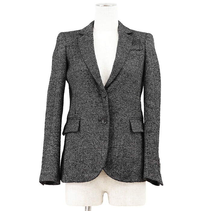 SALE【美品】GUCCI グッチ テーラードジャケット サイズ 36 レディース ストレッチ ウール &times; シルク &times; ナイロン 2B ノッチドラペル ノーベント アウター モノトーン イタリア製【中古】｜オパール店