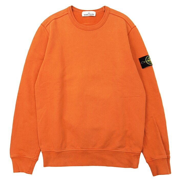【美品】STONE ISLAND ストーンアイランド フェイド 汗水 大きさ M メンズ 羅針盤 ロゴタイプ 紋章 ヴィンテージライク 綿織物100% 労働者の一団のど首 ロング捩り 長袖 調教師 トップス オレンジ色 オレンジ色【中古】