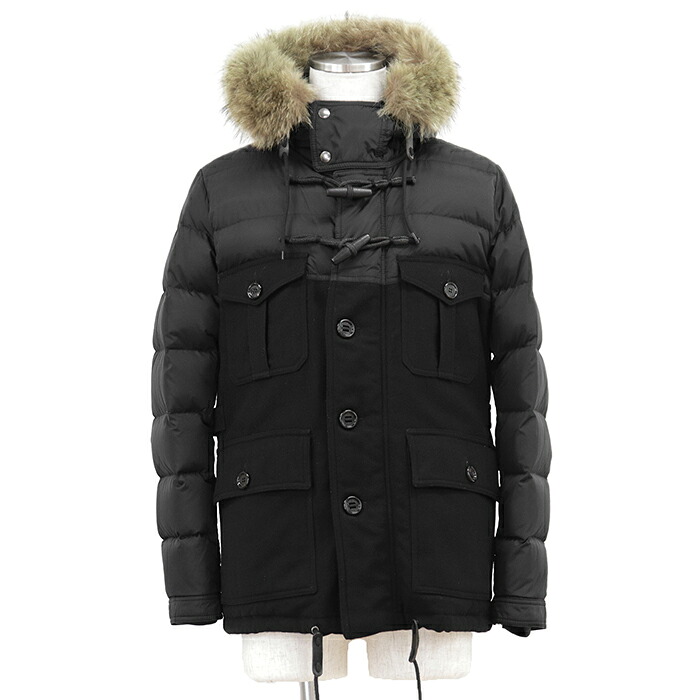 MONCLER モンク線路 落ちこむ上衣 大きさ 1 メンズ 上衣 CHRISTOPHE クリストフ ナイロン × メルトン 2WAY デタッチャブル コヨーテファー取りはらい可 ボンネット アウター 黒いこと 黒 ルーマニア製【中古】