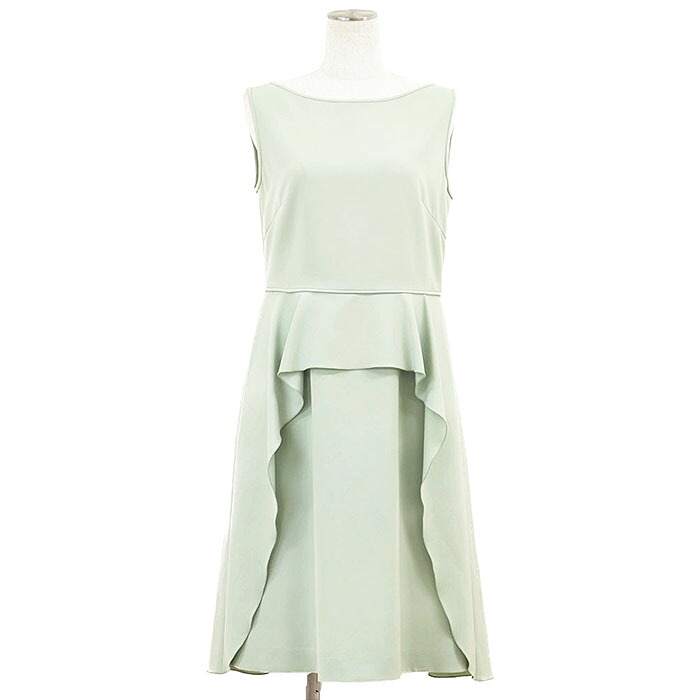 SALE【美品】FOXEY NEW YORK フォクシー ニューヨーク州 衣装 大きさ 40 レディース 37348 ノースリーブ フラウンス 労働者の一団素っ首 太陽面爆発 御召しもの ペパーミント青み 青 日本製【中古】
