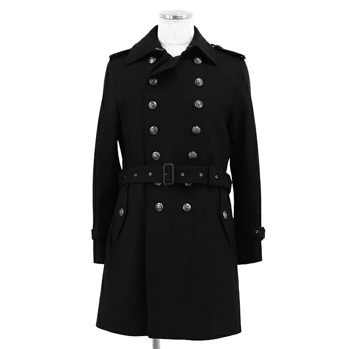 【極美品】BURBERRY BLACK LABEL バーバリーブラックレーベル 厚地の外套 大きさ M メンズ ダブル乳ぶさ ノバチェック ナポレオン１世 カシミール交ぜあわせる ロゴタイプ 名取り草 アウター ハンガー/ガーメント嘱する 黒いこと 黒【中古】