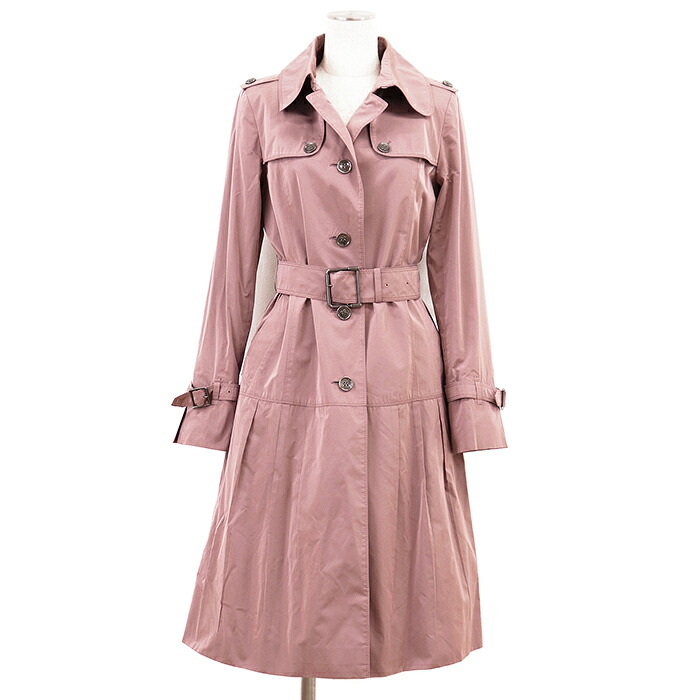 【極美品】BURBERRY LONDON バーバリーロンドン 厚地の外套 大きさ 40 レディース トレンチ 酉の方角胴締め 肩章 アウター ガーメント属する サクラ色 サクラ色 日本製【中古】