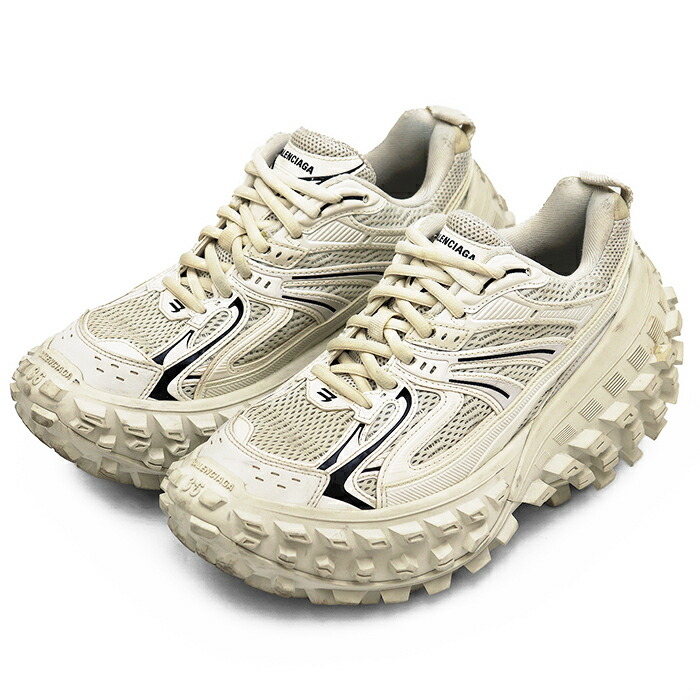 【美品】BALENCIAGA バレンシアガ ディフェンダー ダッドスニーカー 大きさ 36 レディース 685611 バウンサー ロゴタイプ チャンキーソール シューズ 靴 象牙色【中古】