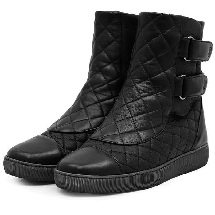 CHANEL シャネル マトラッセ ブーツ 大いさ 37 レディース G29394 ココマーク 三尺帯 キルティング×なめし革 サイドジップ シューズ 靴 箱/袋属する 黒いこと 黒 イタリア共和国製【中古】
