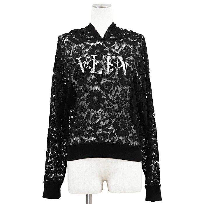 【極美品】Valentino ヴァレンチノ レイヤーパーカー 大きさ書きあらわす曖昧模糊たる レディース スピード競技 フーディー VLTN ロゴタイプ トップス 黒いこと 黒 イタリア共和国製【中古】