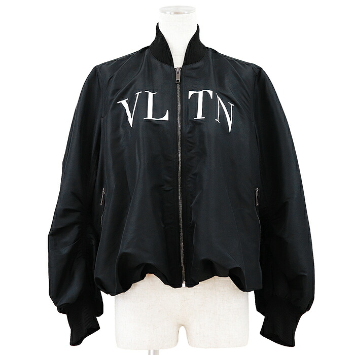 Valentino ヴァレンチノ ブルゾン サイズ 40 レディース VLTN フロントロゴ ジップアップ ジャンパー アウター ブラック 黒 イタリア製【中古】|オパール店
