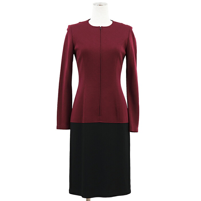 SALE【極美品】TAE ASHIDA タエ アシダ ワンピース サイズ 7 レディース フロントジップ 切替 ドレス バーガンディ ブラック 黒 日本製【中古】|オパール店