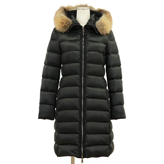 MONCLER モンクレール ファーフード ロングダウンジャケット サイズ 0 レディース フォックスファー 取り外し可能 アウター ブラック 黒 モルドバ製【中古】｜オパール店