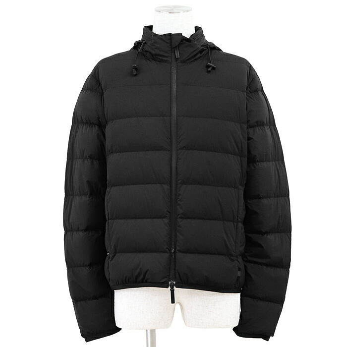 GUCCI グッチ ダウンジャケット サイズ 50 メンズ ストレッチナイロン フード収納可能 ロゴ ドローコード アウター ブラック 黒 イタリア製【中古】｜オパール店
