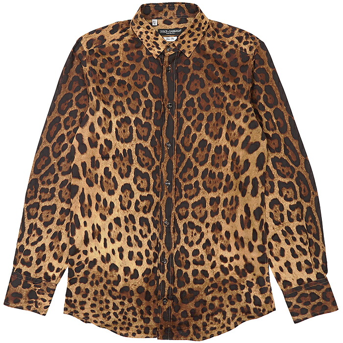 SALE【極美品】DOLCE&GABBANA ドルチェアンドガッバーナ シャツ サイズ 15 1/2 39 メンズ Slim Fit ヒョウ柄 プリント コットン100% スリムフィット ロングスリーブ 長袖 トップス レオパード 総柄 イタリア製【中古】|オパール店
