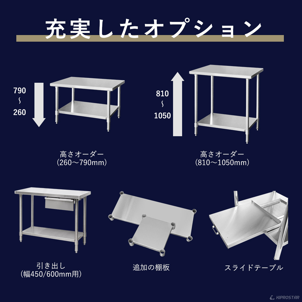 超爆安 ステンレス コンロ台 業務用 調理台 1200×600×650 板厚1.2mmモデル