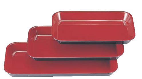 ﾒﾗﾐﾝ (小)ﾃﾞﾘｶﾊﾞｯﾄ 黒内朱 1-121-10 尺0寸 【デリカバット】【トレー】【メラミン】【業務用】