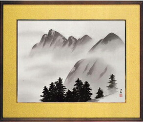 楽天市場】横山大観 富士山 絵画 『 雲中富士 』 彩美版 シルク