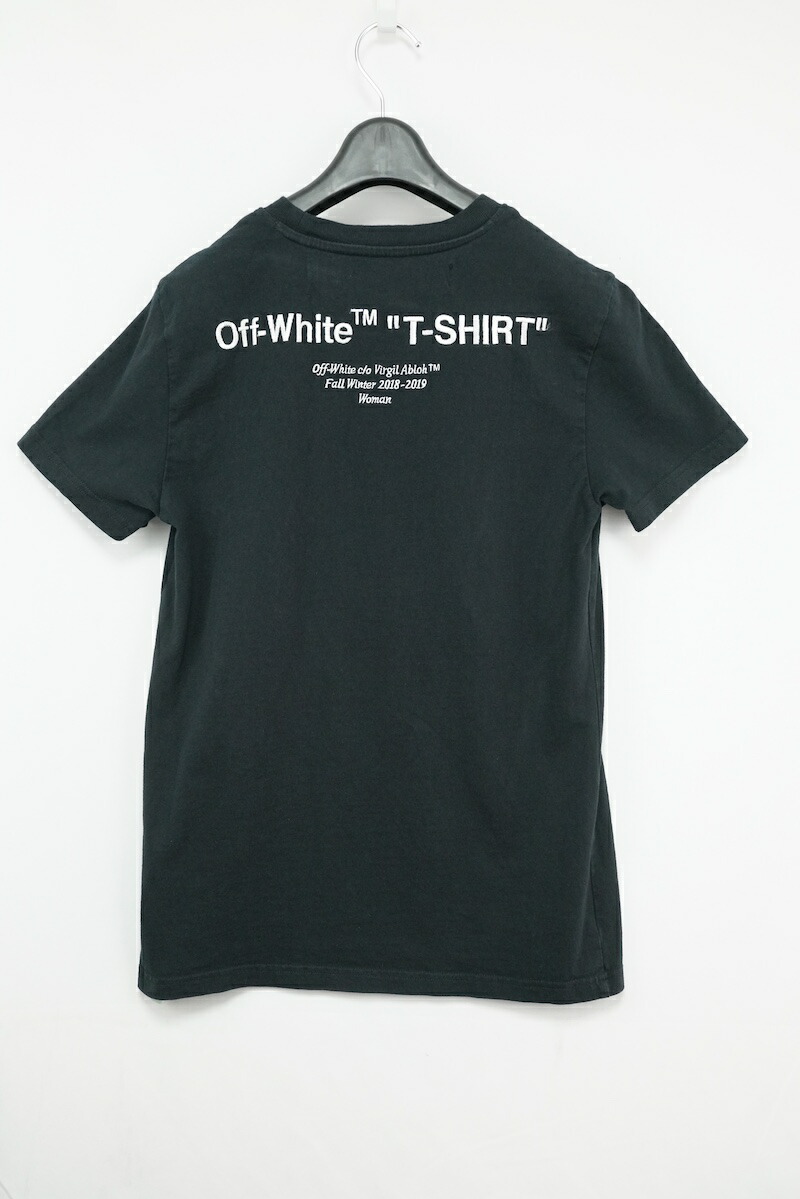 OFF-WHITE Black Logo Embroidered Tee オフホワイト ロゴ刺繍 レディース Tシャツ ブラックXSサイズ OWAA049E18B07034 【中古】コンディション 当