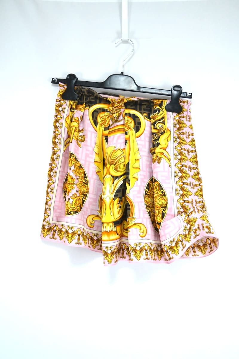 FENDI VERSACE FENDACE Multicolor Silk Skirt フェンディ ヴェルサーチ フェンダーチェ マルチカラー シルク スカート 38サイズ FQ7251
