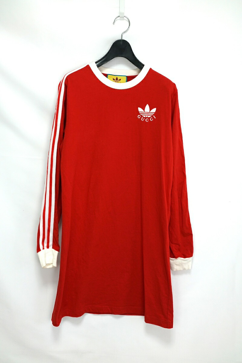 adidas GUCCI アディダス グッチ ストライプ プリントロゴ 長袖ワンピース Mサイズ 693537 XJEBS【中古】コンディション当社が定める基準N ：未使用品 S ：未使用、または未使