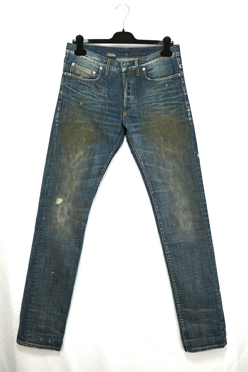 11AW DIOR HOMME RACK RAIL JEANS ディオールオム 汚れ加工デニム パンツ インディゴ 32サイズ 133D000TX005【中古】】コンディション 当社が定める基準N ：